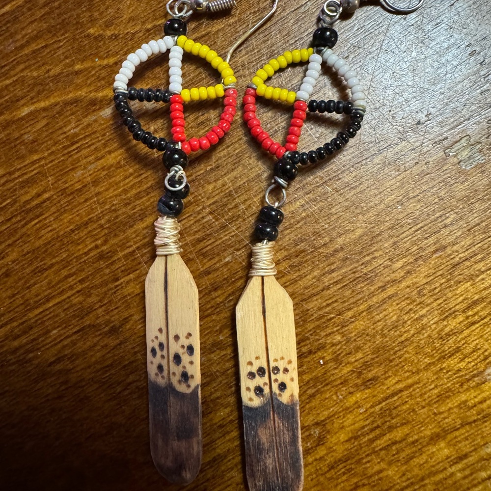 Handcrafted Beaded Peace Sign Earrings
